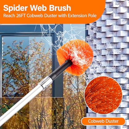 26FT High Reach Duster Cleaning Kit with 5-20 FT Extension Pole - size: Reach 26FT(20FT)