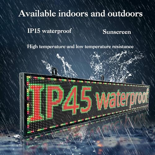 P10 77"X14"Programmable Led Sign Custom Scrolling Outdoor Digital Display Signs For Business Electronic Message Board Creen Panel Wifi Control Advertising Signage - size: P10 77"x14" Indoor & Outdoor