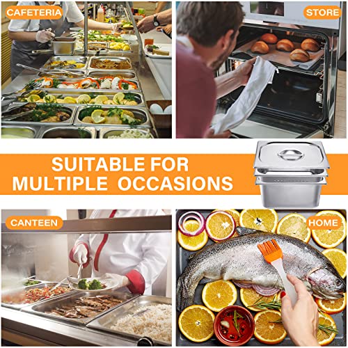3 Pack Full Size Hotel Pan Set with Lid - Perforated Steam Table Pan, Restaurant Supplies for Kitchen, Steam Table Tray for Food Warmer (1/2 Size 4 Inch, 6 Inch) - size: Half Size 4 Inch, 6 Inch