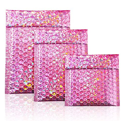Outus 50 Pcs Bubble Mailers 3 Sizes, Bubble Shipping Envelopes, Rose Red - color: Glitter Rose Red