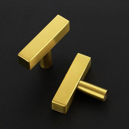 3 Pack Brushed Brass Cabinet Knobs, 2in Length T-Square Bar Drawer Pulls - color: Brushed Brass, size: 3 Pack, style: Sqaure Bar