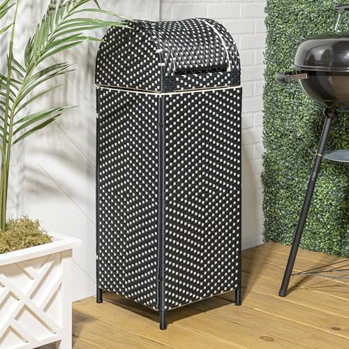 happimess Darla 24 Gal Outdoor Trash Can Swing Top, Dark Navy/White - color: Dark Navy/White, size: 24 Gallons