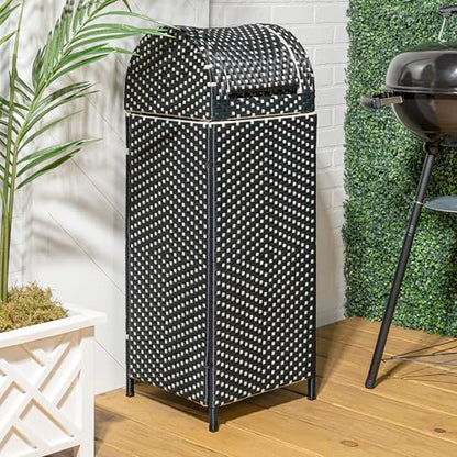 happimess Darla 24 Gal Outdoor Trash Can Swing Top, Dark Navy/White - color: Dark Navy/White, size: 24 Gallons