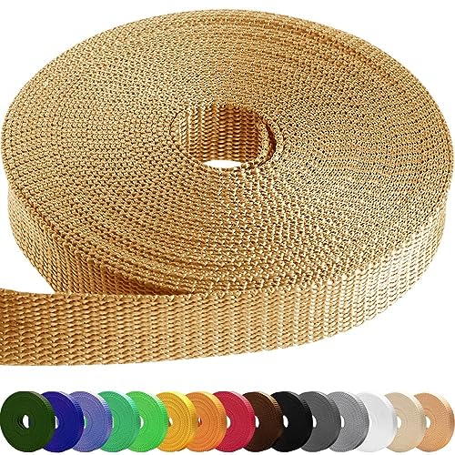 TECEUM Webbing Strap, 3/4" to 2", 10-50 Yds, Multi-Color Heavy Duty Tape - color: Caramel, size: 1.5"- 25 yards