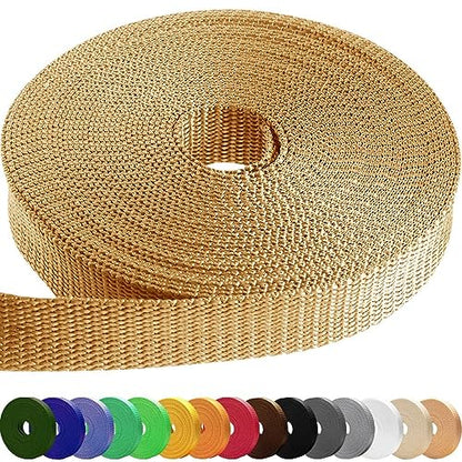 TECEUM Webbing Strap, 3/4" to 2", 10-50 Yds, Multi-Color Heavy Duty Tape - color: Caramel, size: 1.5"- 25 yards