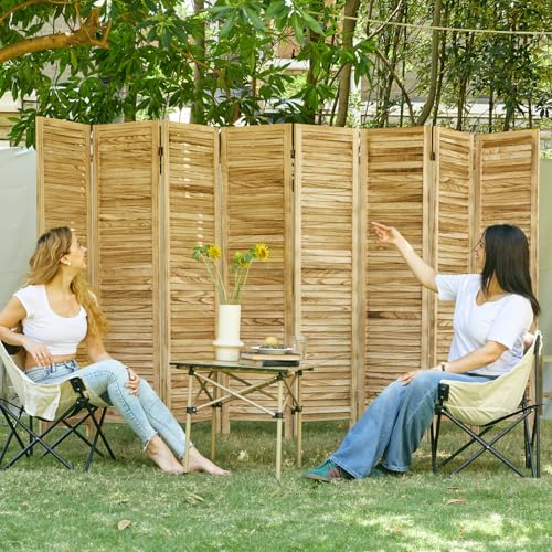 Room Dividers and Folding Privacy Screens, Wood Louvered Separators Divider Wall for Home Office Bedroom - 8 Panels (Natural) - color: Wood - Louvered, size: 8 Panels
