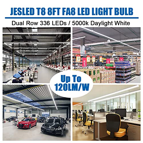 JESLED T8 T10 T12 8FT LED Bulbs, 50W (130W Equiv.), 6000LM 5000K Daylight - color: Clear, size: 12 Count (Pack of 1)