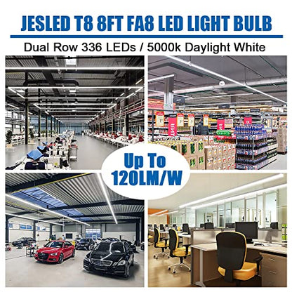 JESLED T8 T10 T12 8FT LED Bulbs, 50W (130W Equiv.), 6000LM 5000K Daylight - color: Clear, size: 12 Count (Pack of 1)
