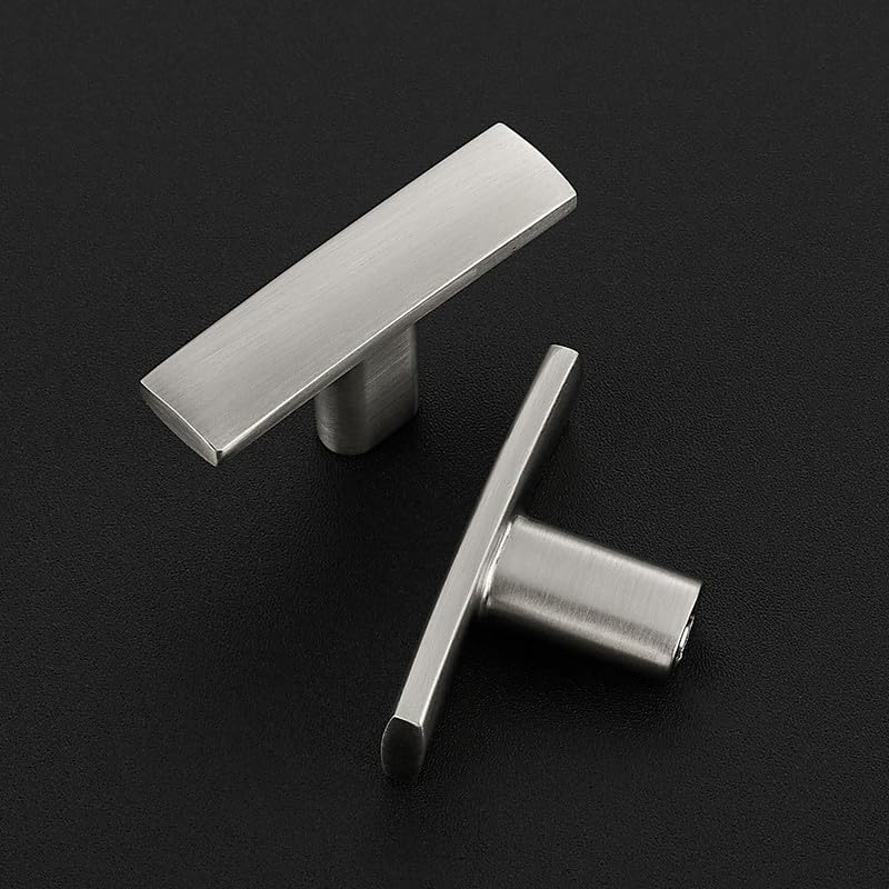 3 Pack Brushed Nickel Cabinet Knobs, 2in Length Curved Bar Drawer Pulls - color: Brushed Nickel, size: 3 Pack, style: Curved
