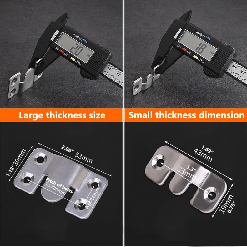 Flush Mount Bracket with Screws 6 Sets Hanging Buckle Kit, Interlocking Heavy Duty Photo Frame Hook, Furniture Connector for 100lb Picture Hangers Art Gallery Wall Mount Hardware, Stainless Steel (6)