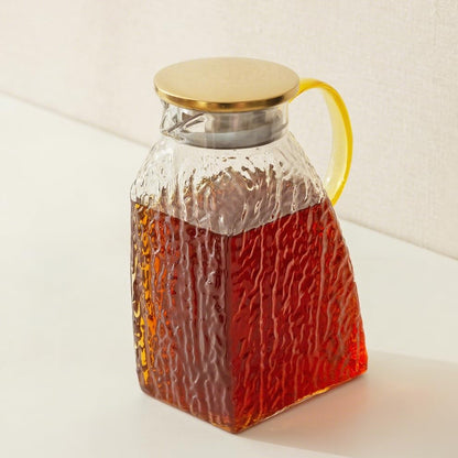 Baffect Water Pitcher Glass Jug With Lid and Spout(Glacier-Textured) - style: Glacier-Textured