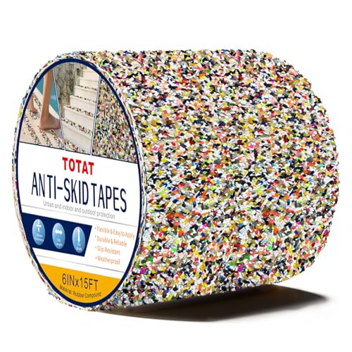 Anti Slip Stair Treads Outdoor Tape, 6" x15FTHeavy Duty Non-Slip Rubber Grip Tape Shower Waterproof Grip Tape Traction Tape for Pools Stairs Showers Bathroom - color: Yellow & black, size: 6 Inch