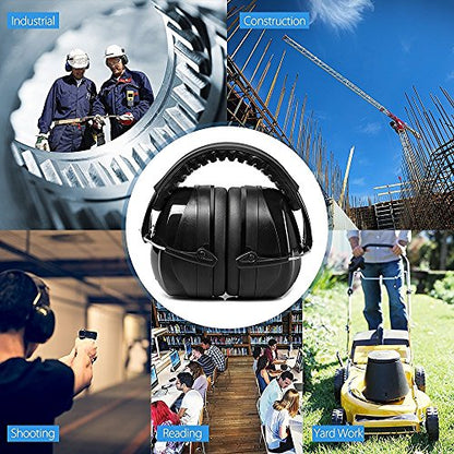 G & F Products Safety Ear Muffs 2 Pack, 34dB NRR Hearing Protection with Adjustable Headband for Shooting, Work & Kids - color: Black