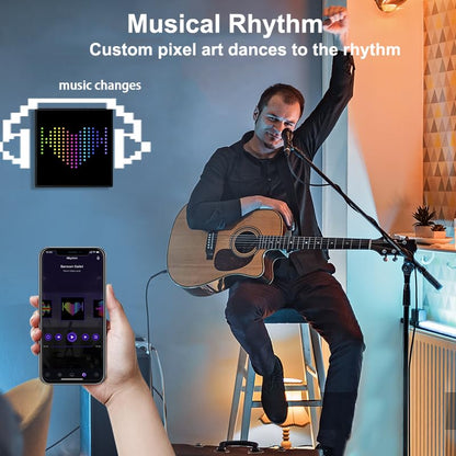 32x32 Programmable LED Pixel Screen, Digital Alarm Clock Matrix Panel, Pixel Light Art Display with APP Control, DIY Graffiti Animation Message Board Gift for Gamers Men&Women, Him/Her, Boys & Girls - size: 32*32