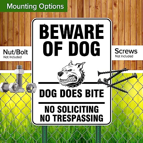 Beware of Dog, Dog Does Bite No Soliciting No Trespassing Sign, 36x48 - size: 36x48 - DiBound