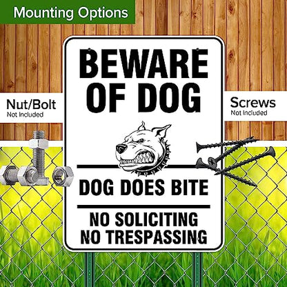 Beware of Dog, Dog Does Bite No Soliciting No Trespassing Sign, 36x48 - size: 36x48 - DiBound