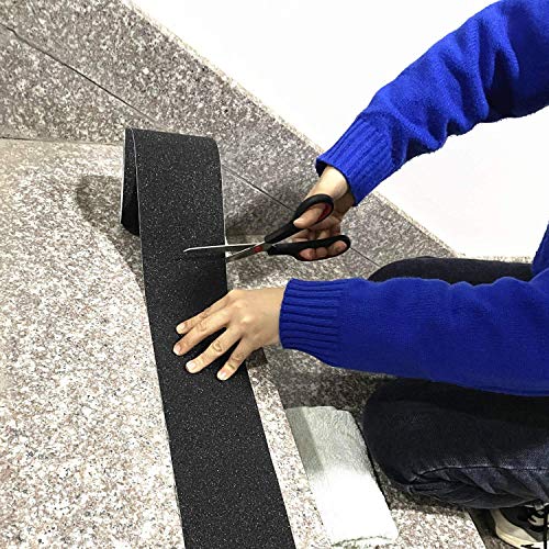 COSIMIXO 4" x 35Ft Heavy Duty Anti Slip Tape,Best 80grit Friction,Grip,Abrasive for Stairs Outdoor/Indoor Waterproof Grip Tape Safety Non Skid Tread Staircases Anti-Slip Traction Tape Black - size: 4" x 35Ft