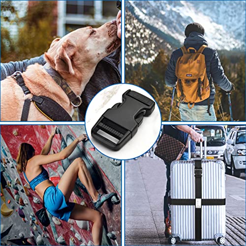 1 inch Buckles Straps Set with 10 Yards Nylon Webbing Strap,10 pcs Quick Side Release Plastic Buckle, 20 pcs Tri-glide Slide Clip for Luggage Strap, Backpack Replacement (Black) - color: Black