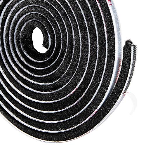 TORRAMI Brush Weather Stripping, 11/32 x 11/32 in, 16 ft, Black - color: Black, size: 11/32 inch x 11/32 inch x 16 ft