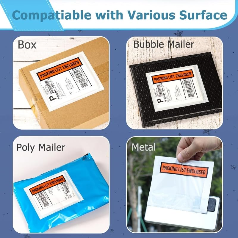 1000pcs 7.5"x5.5" Packing List Envelopes Self-seal Packing Slip Envelope Pouches Shipping Label Sleeves Top Loading Packing List Enclosed Bags. - size: 7.5"x5.5"