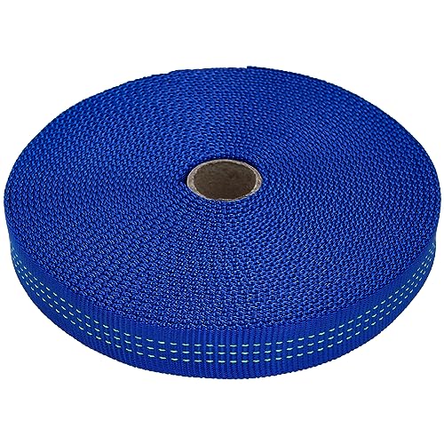 GM CLIMBING 1 inch Nylon Tubular Webbing Tape CE UIAA Certified 4000lb Heavy Duty for Climbing Rescue Rope Works Survival Outdoor General Purposes - color: Blue, size: 50 ft