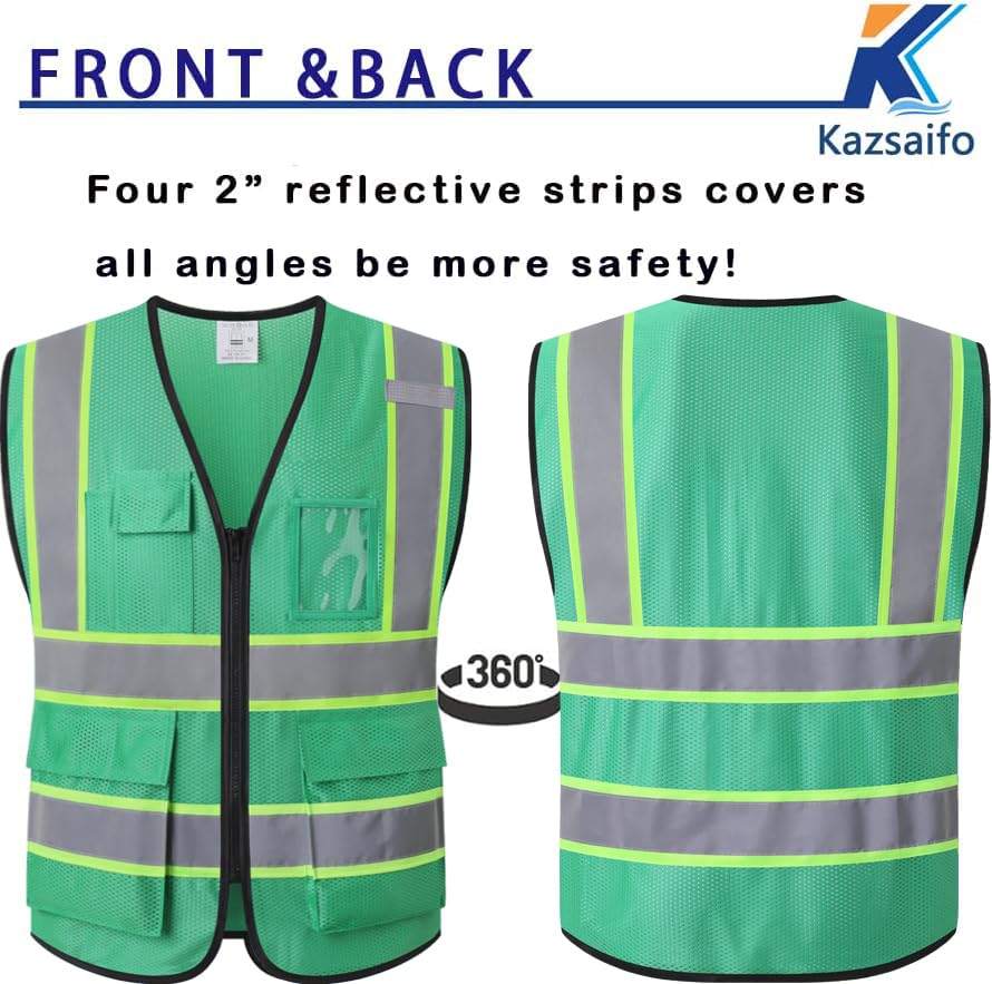 Hi Vis Reflective Safety Vest for Men Women,Meets ANSI/ISEA - color: Green, size: Small