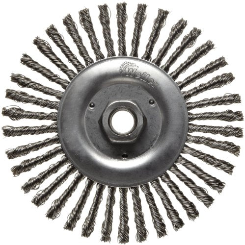 Weiler 08786 Roughneck Jr. 6" Root Pass Weld Cleaning Brush, .020" Stainless Steel Wire Fill, 5/8"-11 UNC Nut, Made in the USA (Pack of 1) - size: 38 Knots