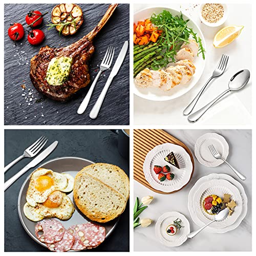 Silverware Set,SANTUO Stainless Steel Knives Spoon Forks Set for Home, Kitchen and Restaurant, Mirror Polished& Dishwasher Safe (12pcs-Silverware set) - size: 7.3"Fork+7.3"Spoon+Kinfe