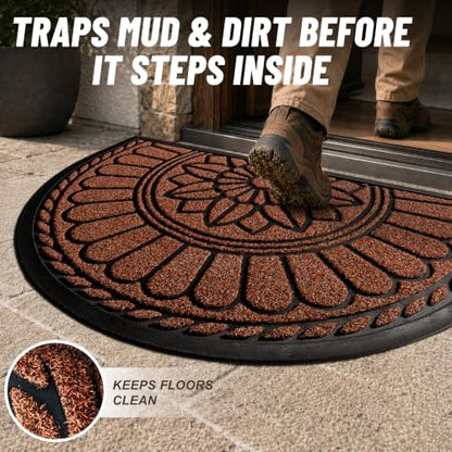 Mibao Half Round Door Mat, 47"x32", Maroon, Non-Slip Welcome Entrance - color: Maroon, size: 2'8" x 3'11" (Semicircular)