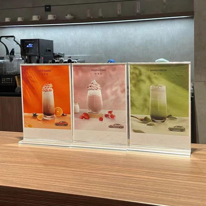 newnewshow 5“x7” Acrylic Sign Holder 6 Pack Vertical T Shape Double-Sided Desktop Display Holder - size: 6 Pack 5x7