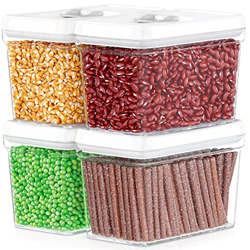 DWËLLZA KITCHEN Airtight Food Storage Containers with White Lids 2L - 4 Pc Clear Plastic Pantry Snacks Kitchen Container, Baking Supplies, 4LB Sugar & Flour Canister BPA-Free - color: 06 - 2 Liters (Set of 4)