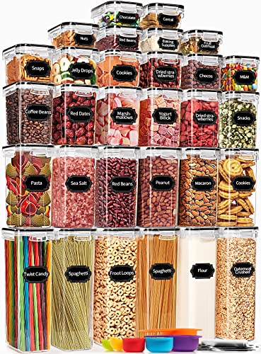 PRAKI 30 Pack Airtight Food Storage Containers for Organizers and Storage - color: Black-30 Piece