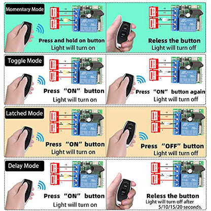 DieseRC 433Mhz Universal Wireless Remote Control Switch DC 12V 1CH RF Relay Receiver Module with 5 Transmitters EV1527 Learning Code Remote Switch - color: 1 Recever and 5 Transmitters