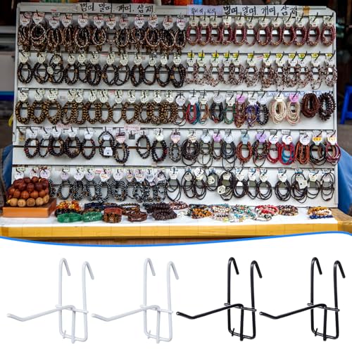 4 Inch Grid Wall Hooks, 100Pcs Heavy Duty Gridwall Panel Hooks Store Garage - color: White+Black