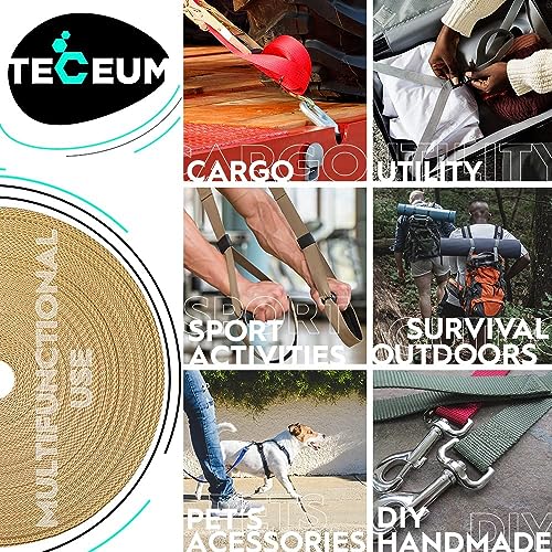 TECEUM Webbing Strap, 3/4" to 2", 10-50 Yds, Multi-Color Heavy Duty Tape - color: Caramel, size: 1.5"- 10 yards
