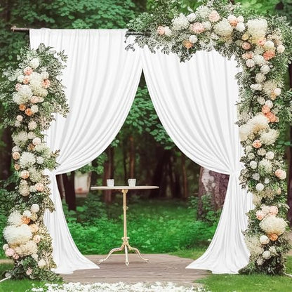 MEETSKY White Backdrop Curtains,Photo Birthday Backdrop,5ft x 10ft,2 Panels - color: White, size: 60"W x 120"L (Pack of 2)