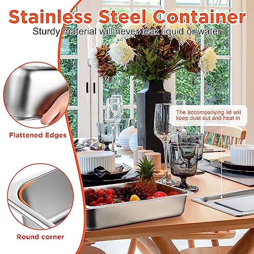 Dandat Full Size Steam Table Hotel Pans with Lid, 20.8 x 12.8 x 3.9 Inch - size: 20.8 x 12.8 x 3.9 Inch