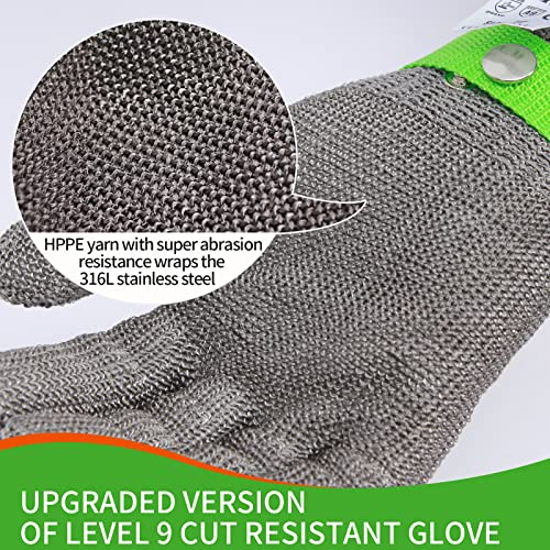 Aillary Level 9 Cut Resistant Kitchen Glove,Food Grade,Machine Washable,Stainless Steel Wire Metal Mesh Safety Work Glove for Mandolin,Meat Cutting,Oyster Shucking,and Wood Working (Large) - size: Large
