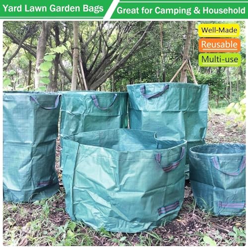 Professional 2-Pack 106 Gallon Large Lawn Garden Bags (D31,H31 inch) Yard Waste Bag with Gardening Gloves for Big Leaf Bag,Yard Debris,Garden Trash Container,Lawn Grass Clippings,Weeds Bags 4 Handles