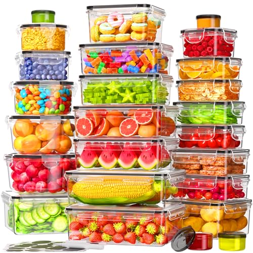 KEMETHY Large 50 PCS Food Storage Containers with Airtight Lids, BPA-Free - color: 50 PCS