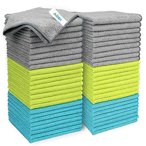 AIDEA Microfiber Cleaning Cloth-50PK, Microfiber Towels for Cars 12"x12" - color: Multi-colored, size: 12in.x12in.