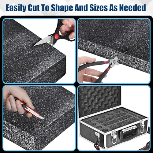 2 PCS Polyethylene Foam Block 12 x 10 x 3.5 In Black Packing Sheet,Thick Foam Padding Cuttable Foam Inserts for Crafts,Cases and Boxes Packing,Black