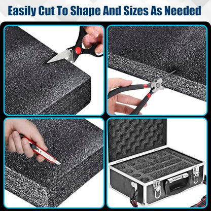 2 PCS Polyethylene Foam Block 12 x 10 x 3.5 In Black Packing Sheet,Thick Foam Padding Cuttable Foam Inserts for Crafts,Cases and Boxes Packing,Black