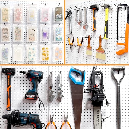 HUHOLE 25 Pack 8 Inch Black Pegboard L Hooks for 1/4 Inch Pegboard - size: 8 Inch