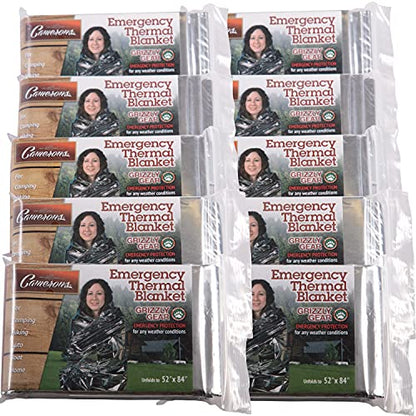 Grizzly Gear Emergency Mylar Thermal Blankets (10 Pack) Survival Kit - size: 10-Pack