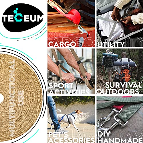 TECEUM Webbing Strap, 3/4" to 2", 10-50 Yds, Multi-Color Heavy Duty Tape - color: Caramel, size: 1"- 25 yards
