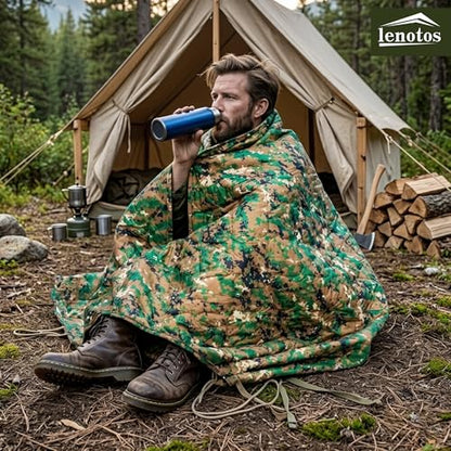Lenotos Woobie Blanket, Thermal Insulated Military Poncho Liner, Water-Resistant, Portable, Insulation, for Hiking, Survival with Compression Carry Bag (Marpat) - color: Marpat