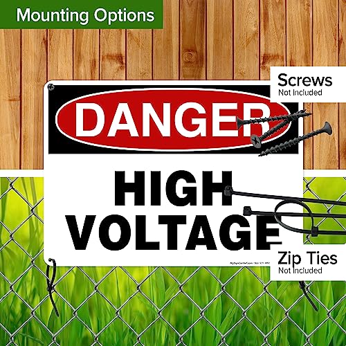 Danger High Voltage Sign, 10x14 Inches, 55 mil thick HDPE (high density - size: 10x14 - Polyethylene