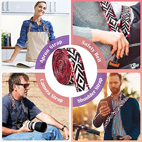 Nylon Webbing 1.5 Inch Colorful Ethnic Bohemian Webbing for Straps Purse Straps Backpack Straps Luggage-Single-Sided Pattern-38MM-1 1/2" (Red Black) - color: Red Black-6 Yards