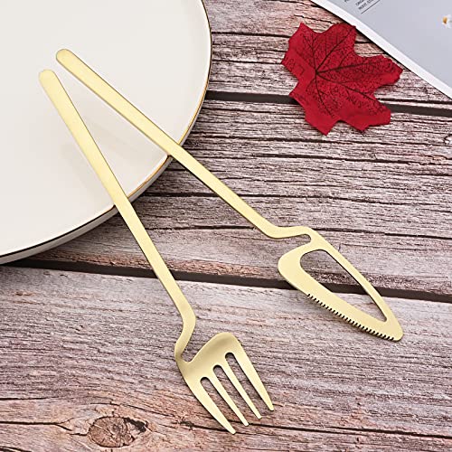 JASHII Silverware Set Satin Finish 24-Piece Stainless Steel Flatware Set Kitchen Utensil Set Service for 6 Tableware Cutlery Set Dishwasher Safe (Matte Champagne Gold) - color: Champagne gold 24pcs, size: service 6